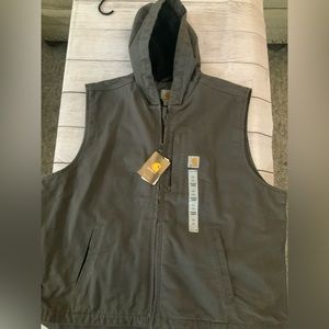 Carhartt Duck fleeced lined Vest with Hood